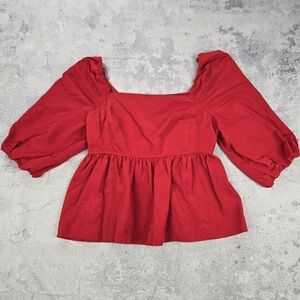 Chic Scarlet Women's Blouse with Puff Sleeves